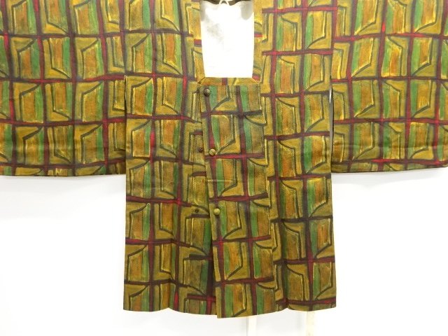 JAPANESE KIMONO / MICHIYUKI COAT / CHIRIMEN / ABSTRACT PATTERN 